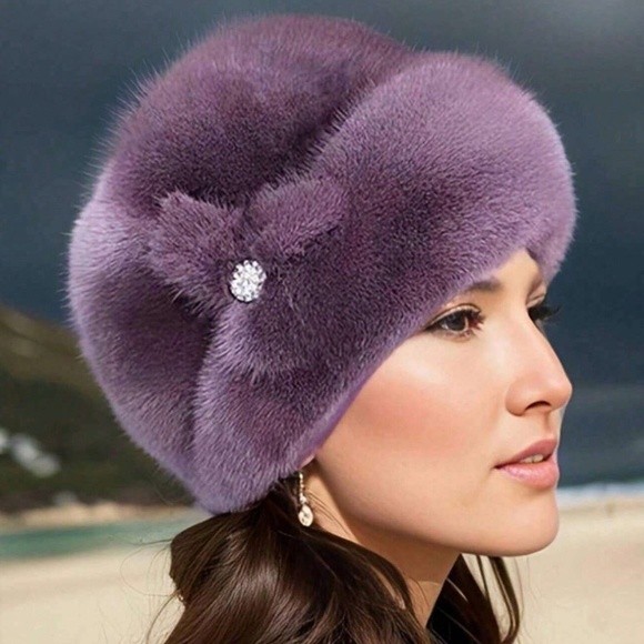 Cozy Fuzzy Floral Detail Winter Hat - Picture 4 of 4